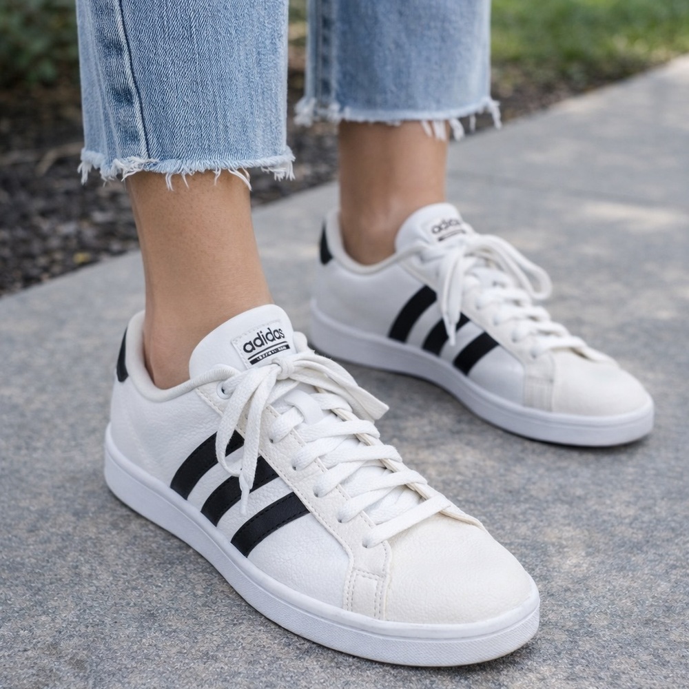 Adidas Classic White and Black Sneakers